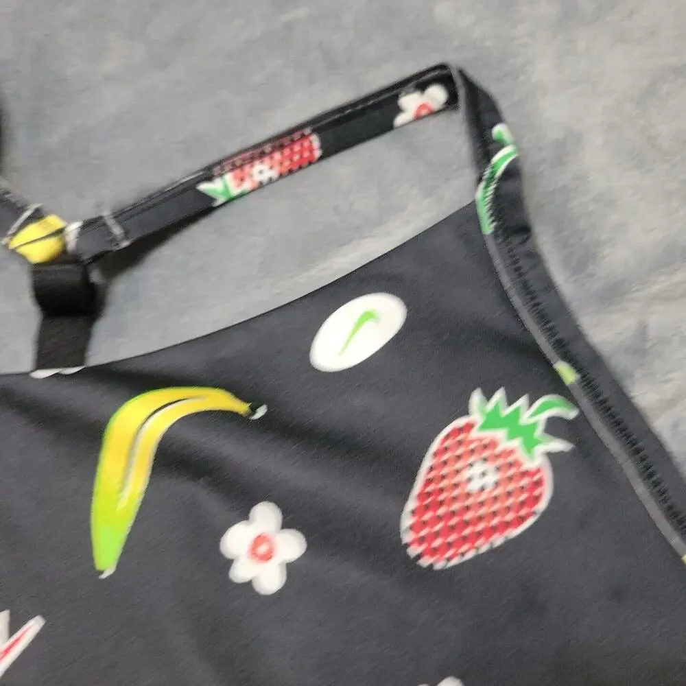Nike Sports Bra Womens Large‎ Black Banana Strawberry Racerback Pullover Padded
